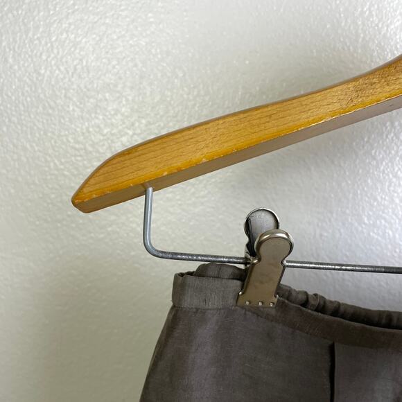 Eileen Fisher Wide Leg Pants Womens Medium Olive Silk Linen Pleated Straight * - Picture 6 of 10